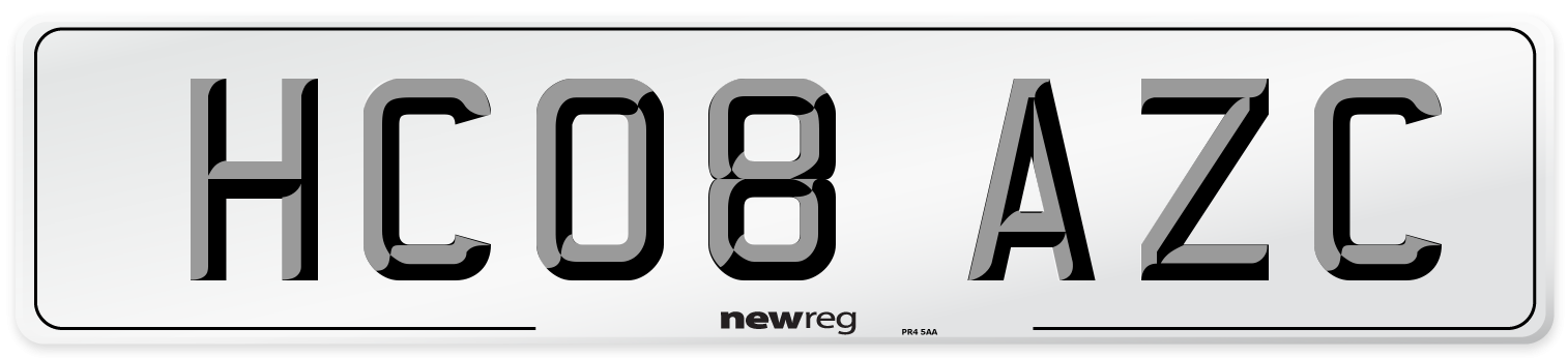 HC08 AZC Number Plate from New Reg